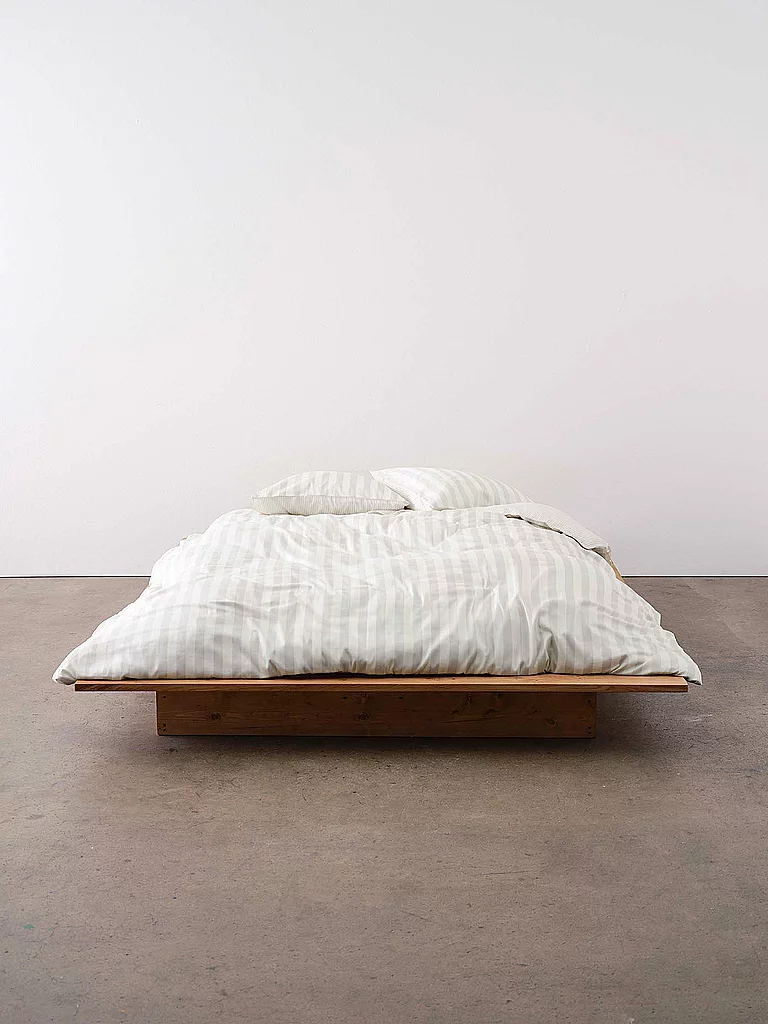 MARC O'POLO HOME Ropa de cama de satén CLASSIC STRIPE 70x90cm/140x200cm Silver gris claro